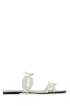 Valentino Sleek Flat Sole Slippers With Open Toe Cut-outs In White