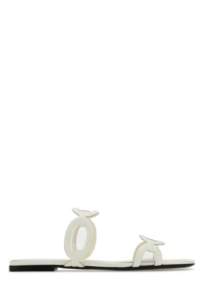 VALENTINO GARAVANI IVORY PVC VALENTINO GARAVANI CHAIN 1967 SLIPPERS