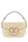 Valentino Ivory Raffia And Leather Vlogo Handbag