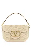 Valentino Ivory Raffia And Leather Vlogo Handbag In Ivory