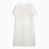 VALENTINO VALENTINO IVORY SHORT DRESS IN WOOL AND SILK WITH EMBROIDERY WOMEN