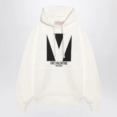 VALENTINO IVORY SWEATSHIRT WITH CHEZ VALENTINO PRINT