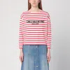 Valentino Womens Avorio Rosso Striped Brand-print Cotton-jersey T-shirt In Print