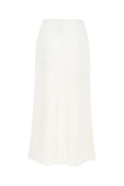Valentino Iconographe Jacquard Pleated Midi Skirt In White