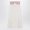 Valentino Ivory Trousers With Gold V In Neutral