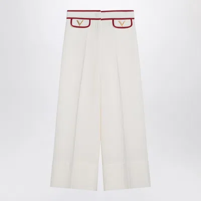 VALENTINO VALENTINO IVORY TROUSERS WITH GOLD V