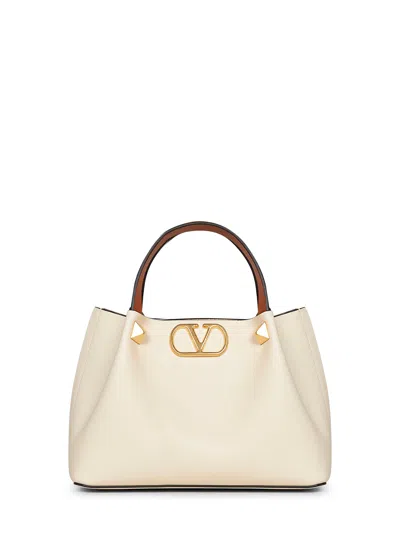 Valentino Garavani Ivory  Small Shopping Bag In White