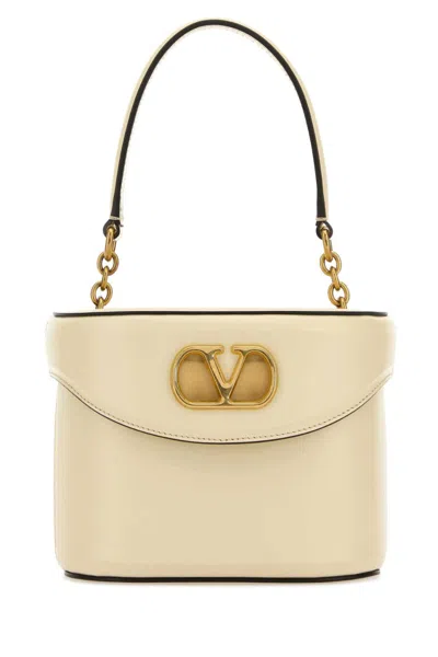 VALENTINO GARAVANI IVORY VLOGO BUCKET BAG