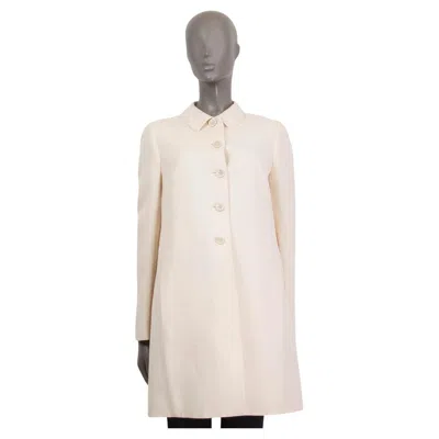 Pre-owned Valentino Ivory Wool & Silk Split Bakc Coat Jacket 44 L In White