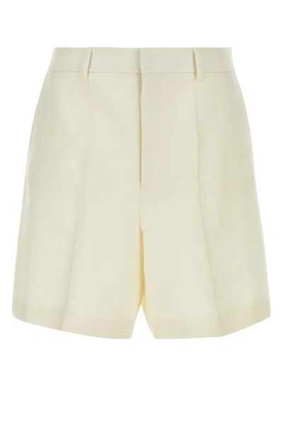 VALENTINO IVORY WOOL BLEND BERMUDA SHORTS