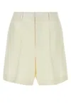 Valentino Wool Blend High-waisted Bermuda Shorts In Avorio