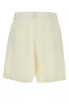 Valentino Wool Blend High-waisted Bermuda Shorts In Avorio