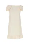 Valentino Ruffled Wool And Silk-blend Crepe Mini Dress In Ivory