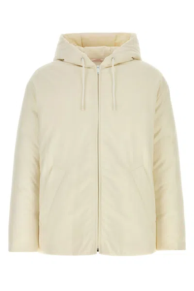 Valentino Garavani Ivory Wool Blend Padded Jacket In Yellow