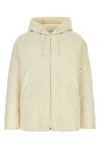 Valentino Hooded Wool Blend Padded Jacket In White