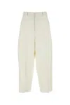 Valentino Wool Blend Pleated Cropped Trousers In Avorio