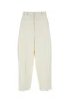 Valentino Wool Blend Pleated Cropped Trousers In White