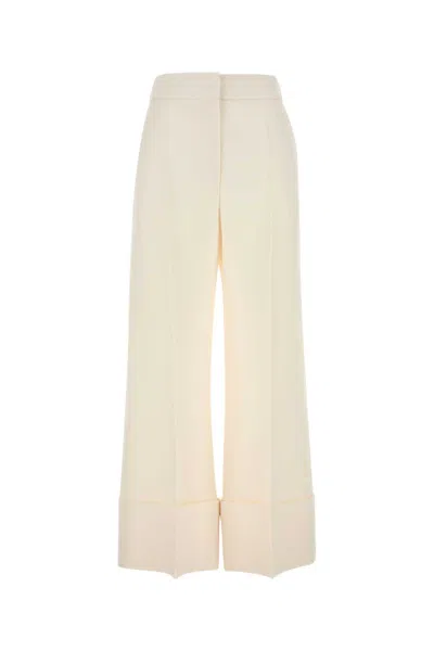 VALENTINO IVORY WOOL BLEND PANT