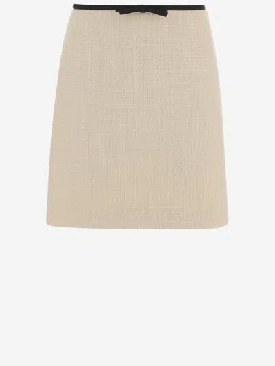 Valentino Ivory Wool Skirt In Neutral