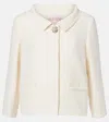 Valentino Garavani White Jacket With Spread Collar And Front Jewel Button In Wool And Silk Woman In Weiss