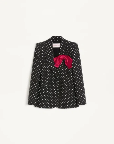 Valentino Supergran Polka Dots Blazer With Bow In Black