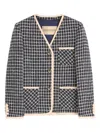 Valentino Boucle Wool Blend Jacket With Contrast Trim