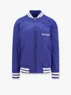 Valentino Blue Bomber Jacket In Printed Polyamide With Zip And High Collar In Blue