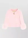 Valentino Jacket Collar Detail Cropped Length Faux Fur Cuffs In Pink