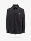 Valentino Virgin Wool Jacket With Metal V-detail In Grey