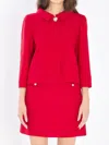 Valentino Couture Crepe Jacket Jeweled Buttons In Red