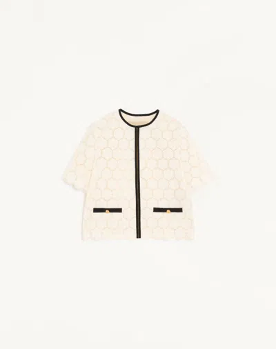 Valentino Jacket In Fleurs A Jour Cotton In Brown