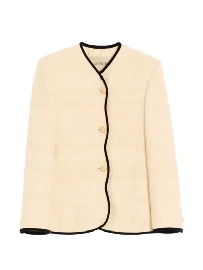 Valentino Jacket In Silk Linen Canvas In Neutral