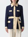 Valentino Blue/ivory Jacket With Belt In Blue
