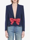 Valentino Tailored Bow-detail Jacket Crafted From Lightweight Viscose In Blue