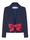 Valentino Tailored Bow-detail Jacket Crafted From Lightweight Viscose In Blue