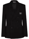 Valentino Double-breasted Cotton Jersey Jacket With Vlogo Signature Patch