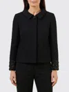 Valentino Button Embellished Tweed Jacket In Black