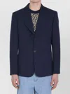 Valentino Jacket Wool Gabardine Four Buttons In Blue