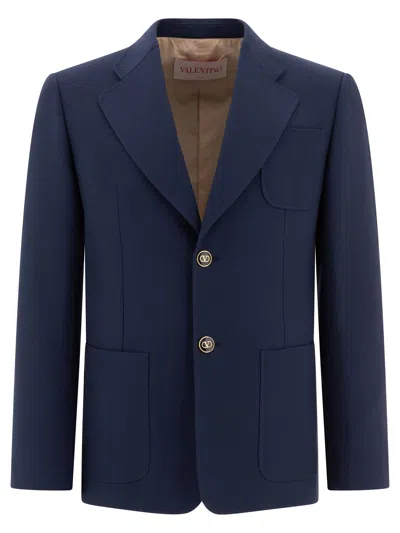 Valentino Single-breasted Jacket In Blue