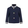 Valentino Lace-insert Virgin Wool Jacket In Blue