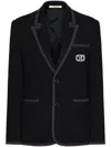 Valentino Jacket With Chest Pocket And Notched Lapels In Blue