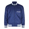 Valentino Blue Bomber Jacket In Printed Polyamide With Zip And High Collar In Blue