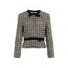 Valentino Garavani Multicolored Patterned Wool-blend Jacket In Black