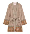 Valentino Womens Open-front Metallic Woven Cardigan Ginger Orange Gold Xl