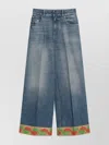 Valentino Wide Leg High Waist Jeans With Colorful Trim In Medium Blue In Blue