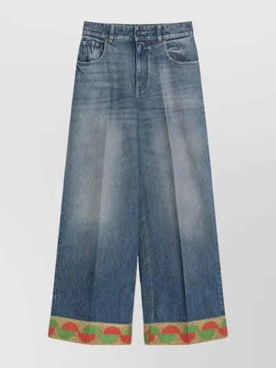 VALENTINO JACQUARD BOTTOMS WASHED JEANS