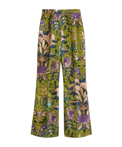 Valentino Jacquard Casual Pants In Green