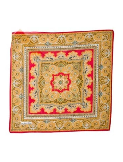 Pre-owned Valentino Garavani Jacquard Cotton Pocket Square Vintage Bandana In Multi