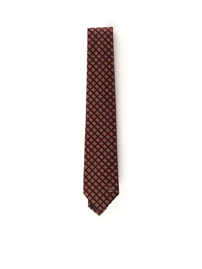 Valentino Garavani Jacquard Cotton Tie With Logo In Neutral