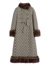 Valentino Jacquard Double-breasted Coat In Brown